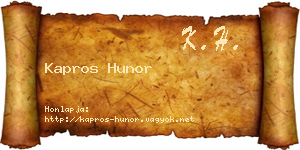 Kapros Hunor névjegykártya